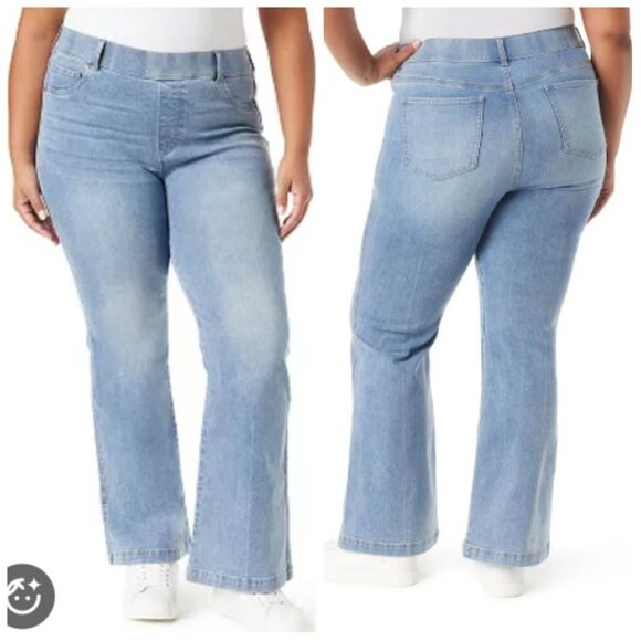 Gloria Vanderbilt Denim - Gloria Vanderbilt Shape Effect Pull On Flare Jean Sonoma Valley Whiskers Sz 16W